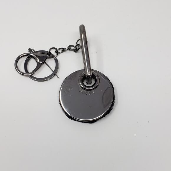 Gucci Black Chrome + Black Leather Repurposed Handcrafted Keychain - Picture 1 of 13
